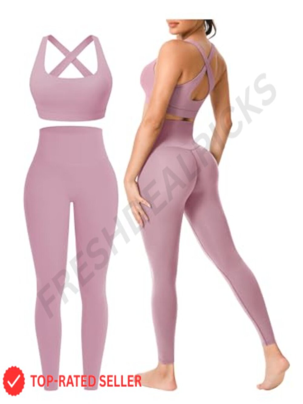 Women's 2-Piece Workout Set Seamless High-Waisted Leggings Sports Bra